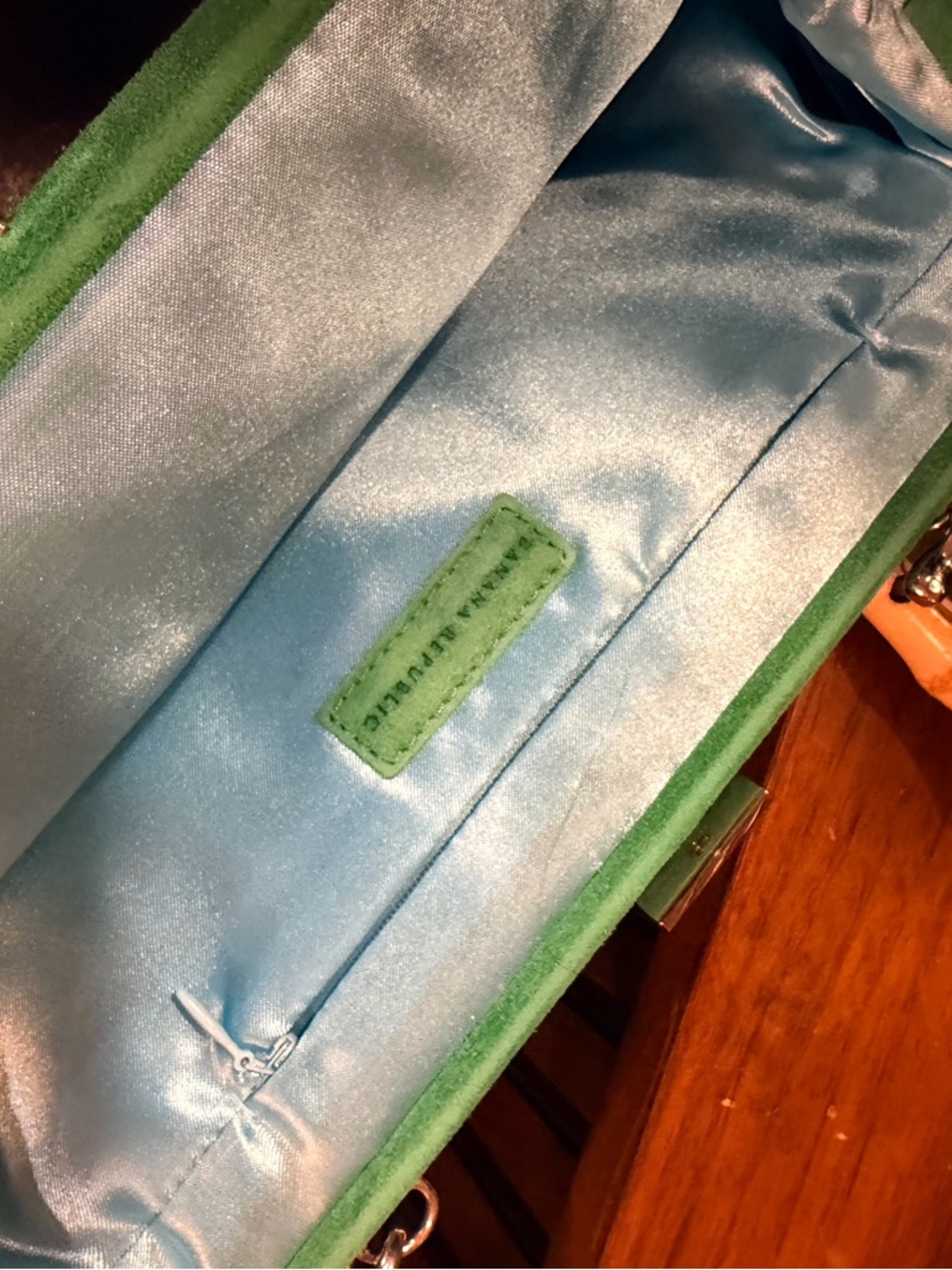 Banana Republic Emerald Green Suede Clutch with Bamboo Handle - Picture 2 of 2